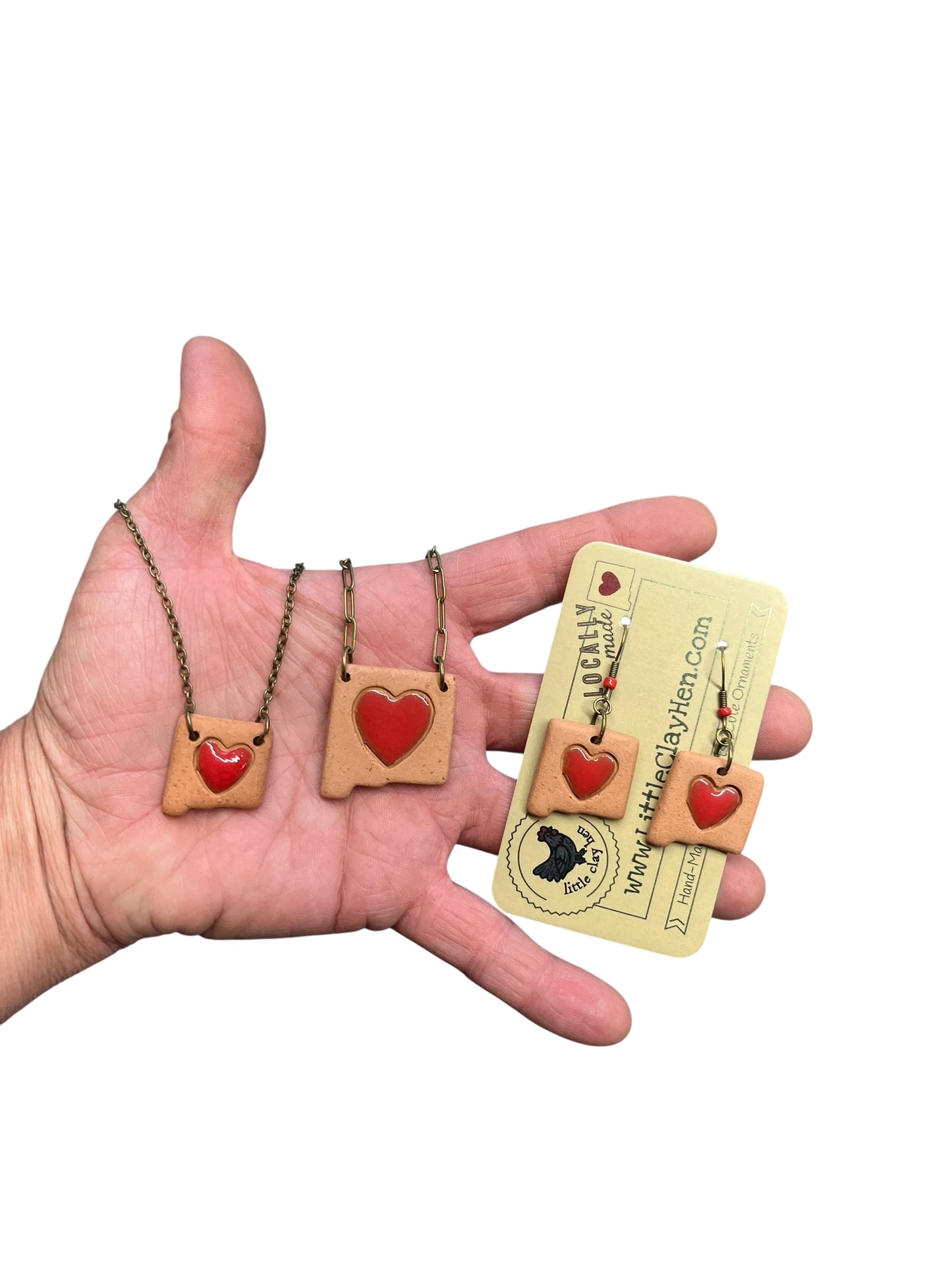 Ceramic New Mexico Charm Jewelry Set (Natural & Red)