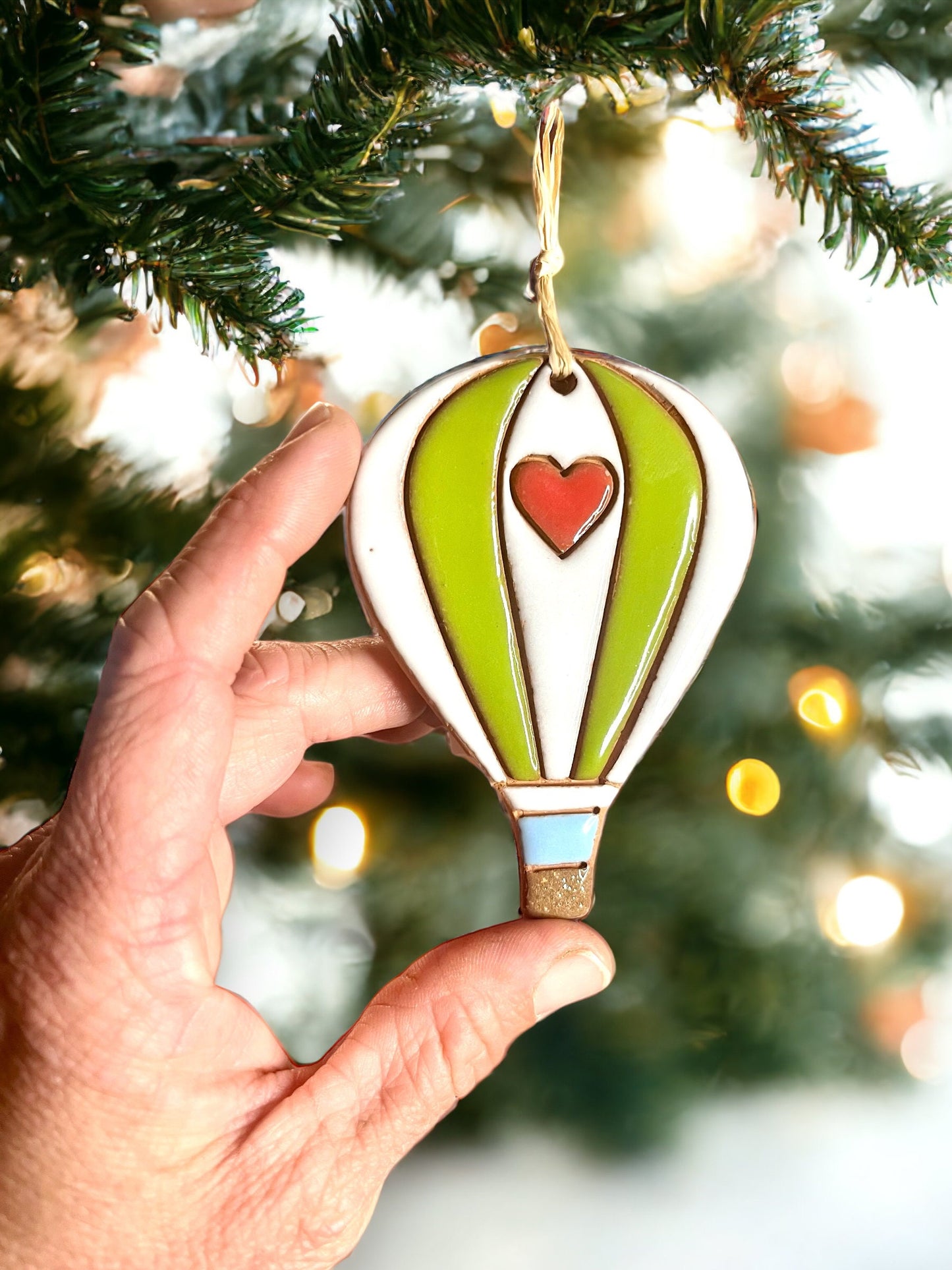 Hearts and Stripes Hot Air Balloon Ornament (color variations)