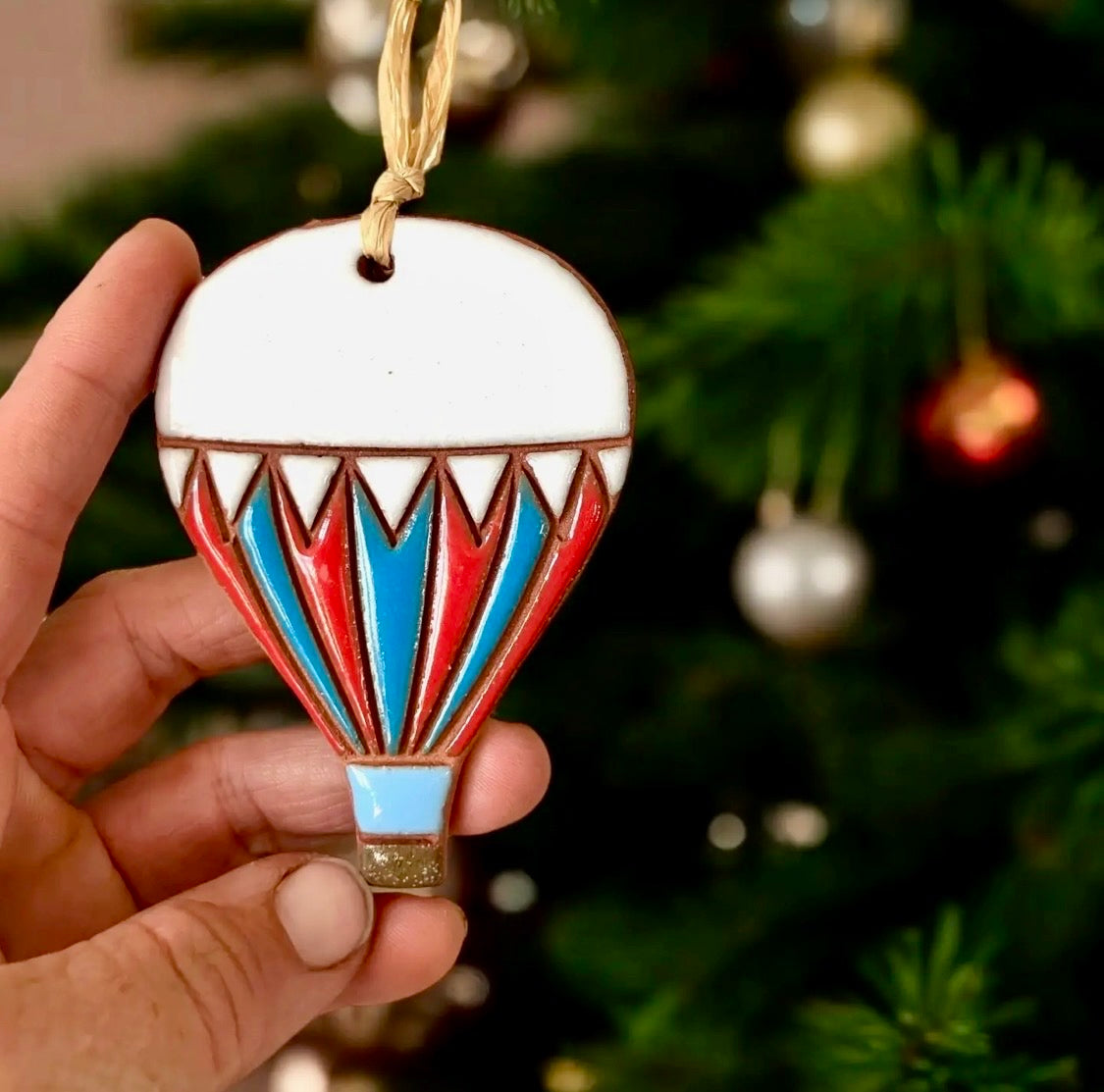 Red White and Blue Flags Hot Air Balloon Ornament