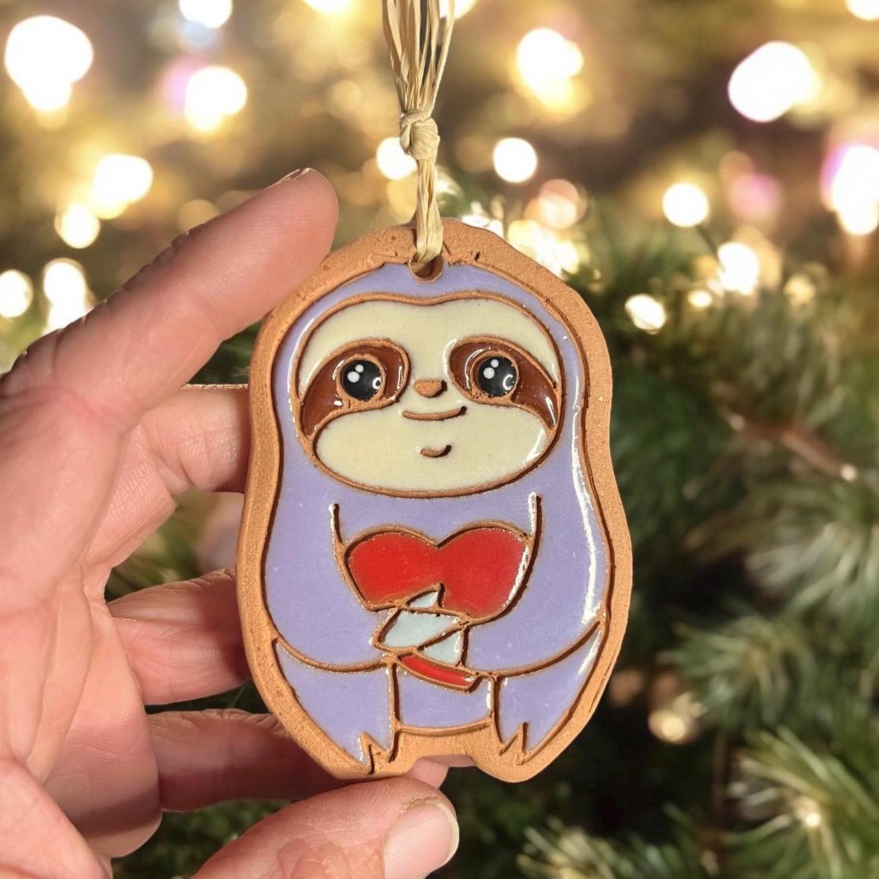 Pastels Happy Sloth Ornament (color variations)