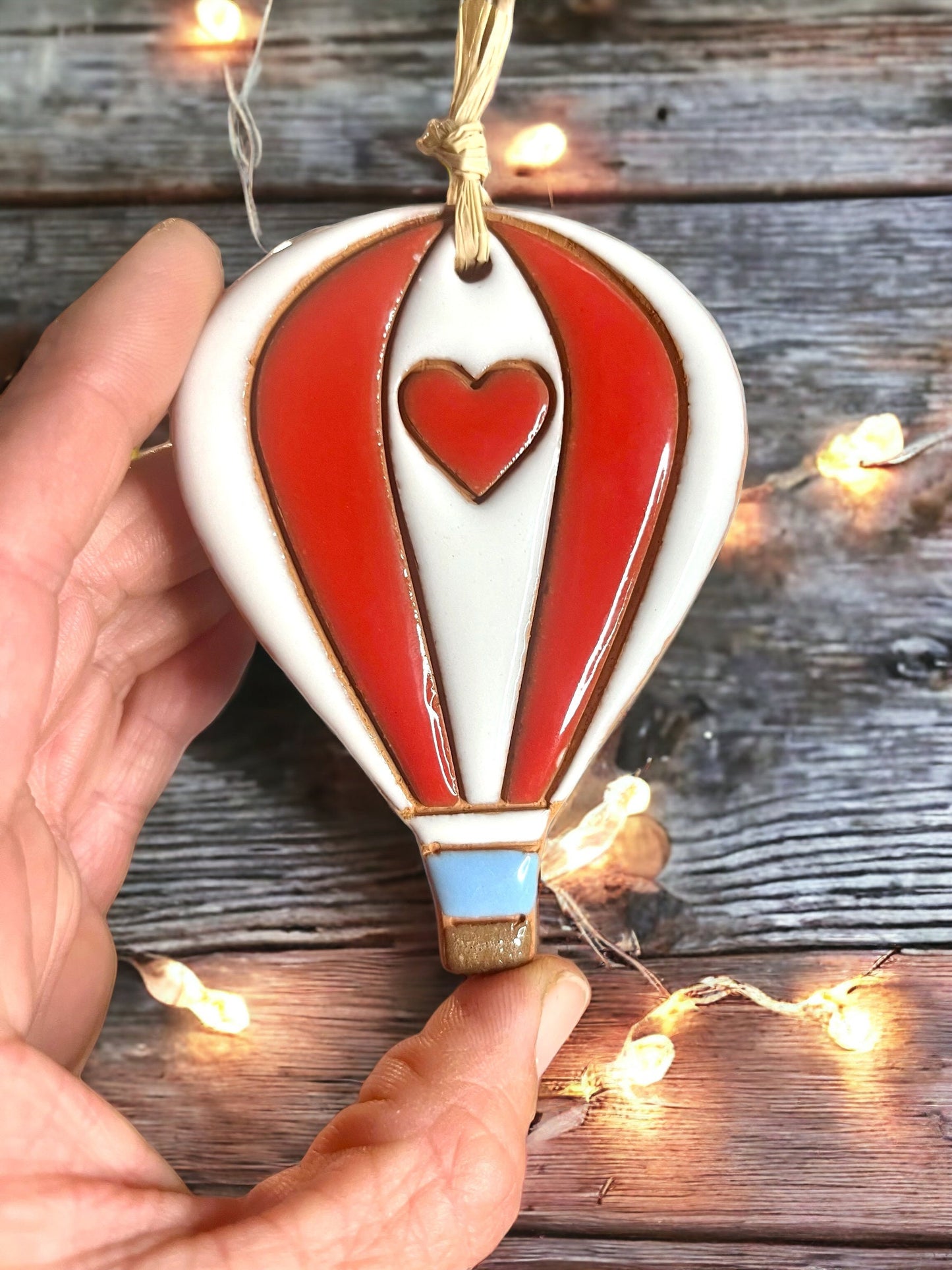 Hearts and Stripes Hot Air Balloon Ornament (color variations)