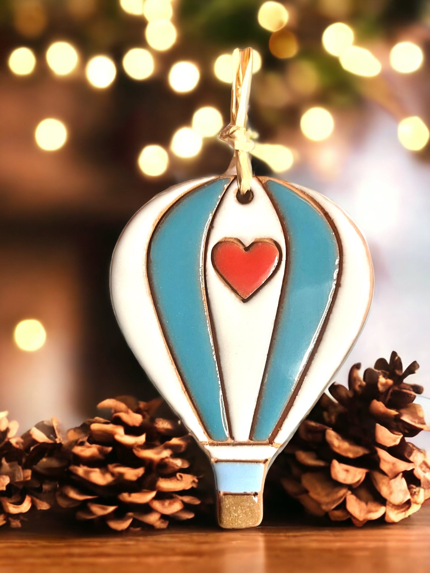Hearts and Stripes Hot Air Balloon Ornament (color variations)