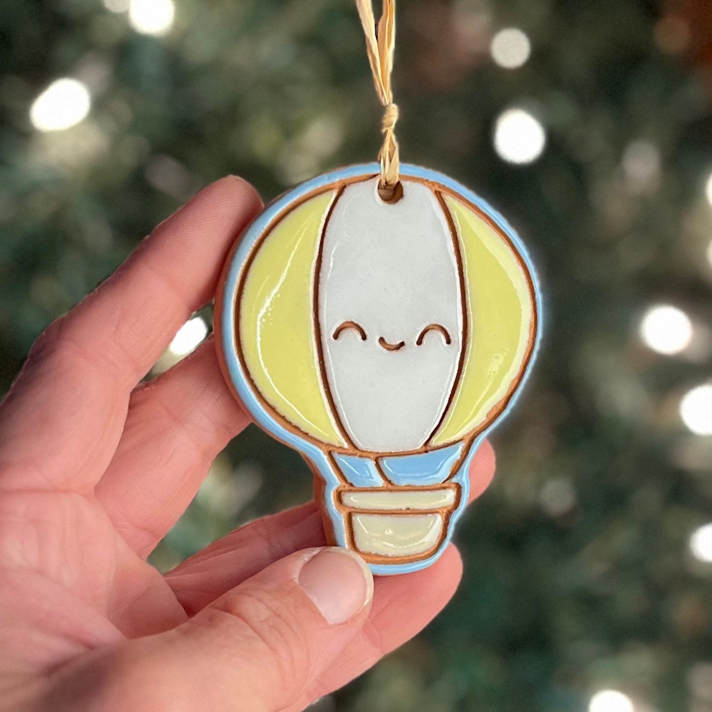 Happy Hot Air Balloon Ornament (color variations)
