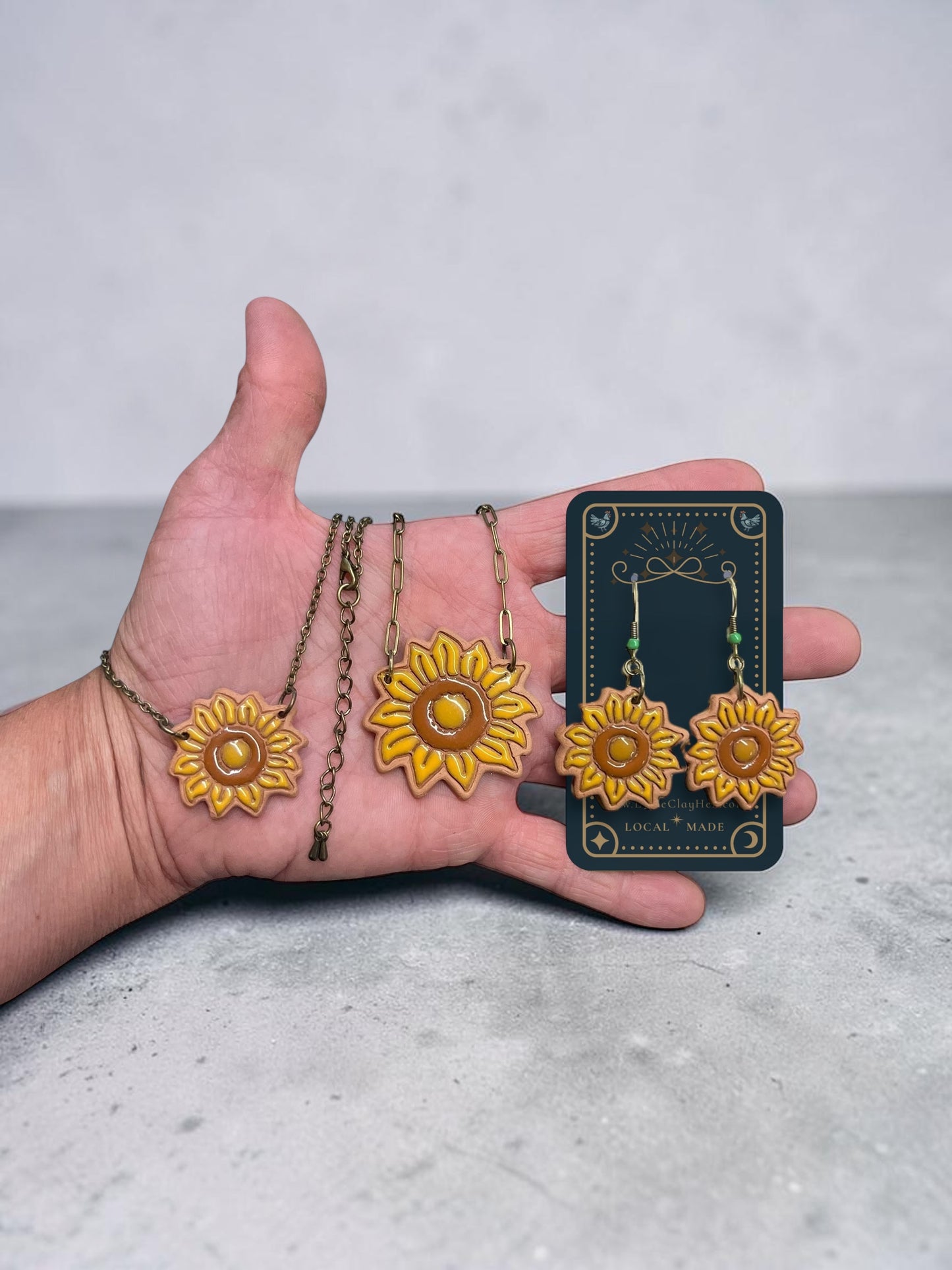Yellow Sunflower Ceramic Charm Jewelry
