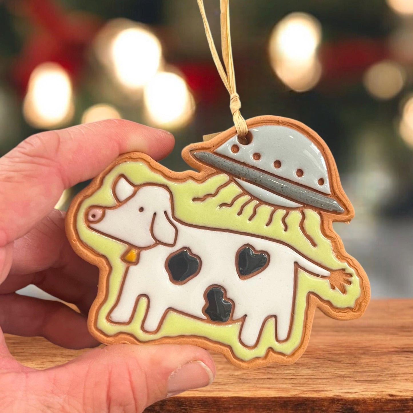UFO Abducted Cow Ornament