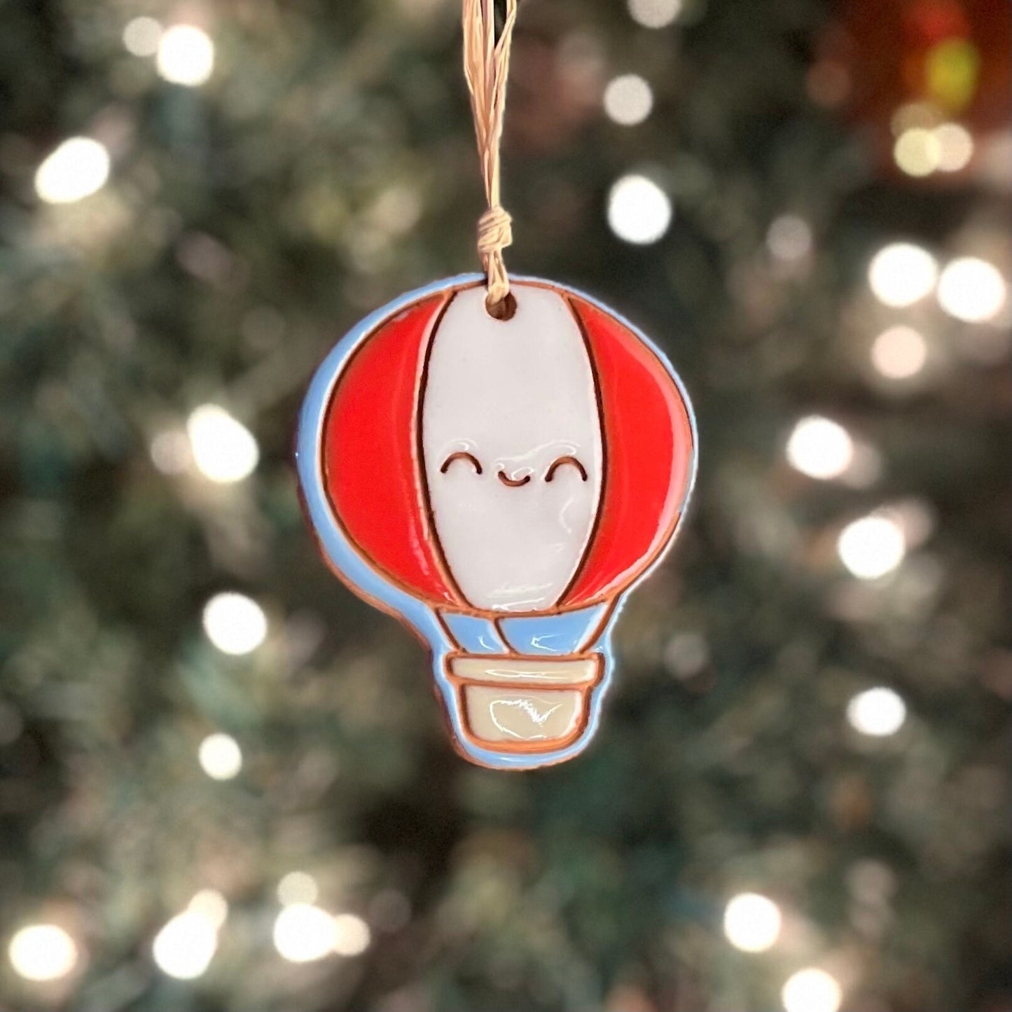 Happy Hot Air Balloon Ornament (color variations)