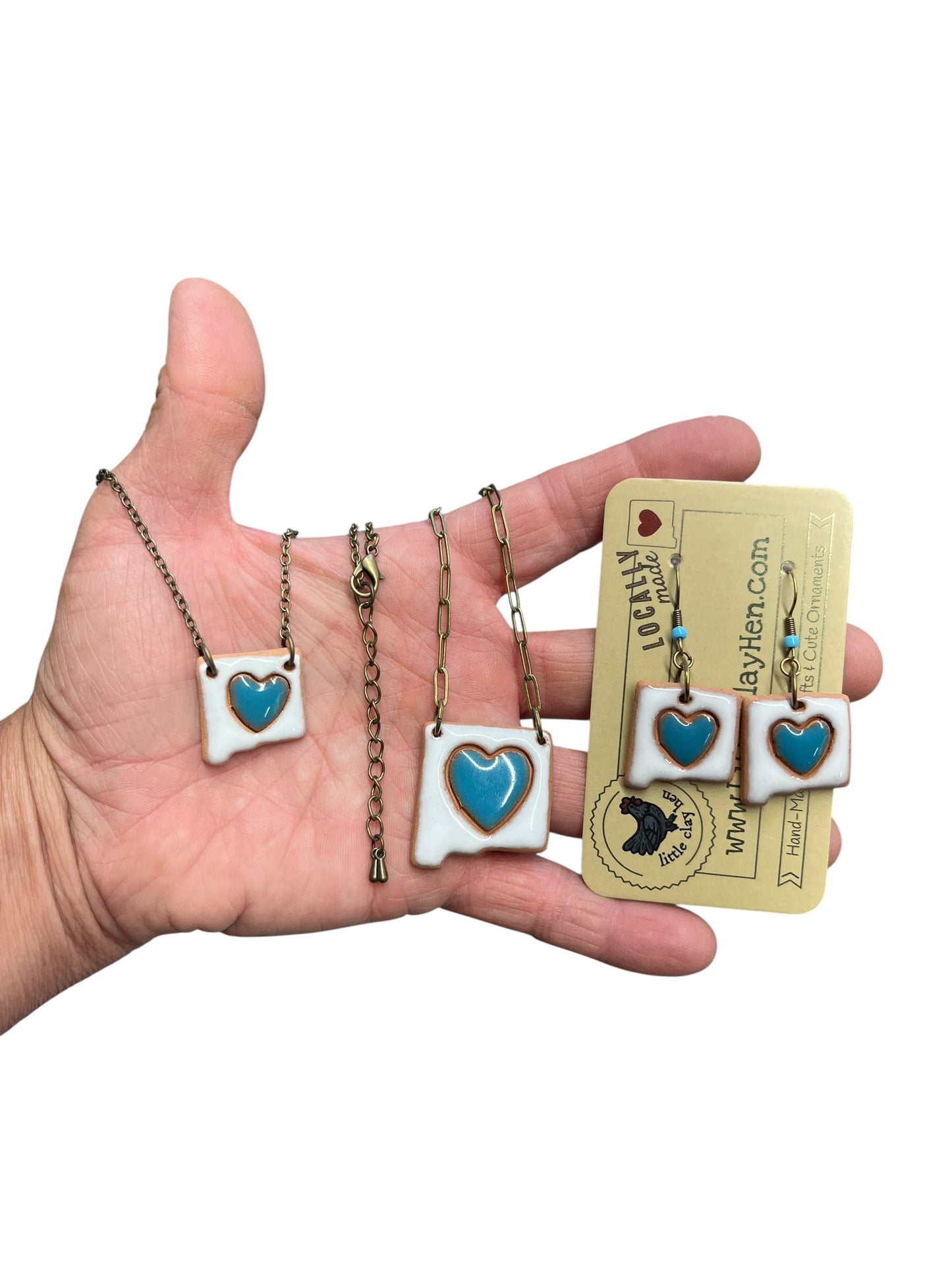 Ceramic New Mexico Charm Jewelry Set (Teal Blue)