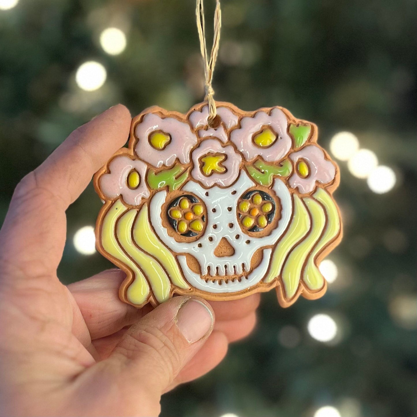Tiki Girl Sugar Skull Ornament (color variations)