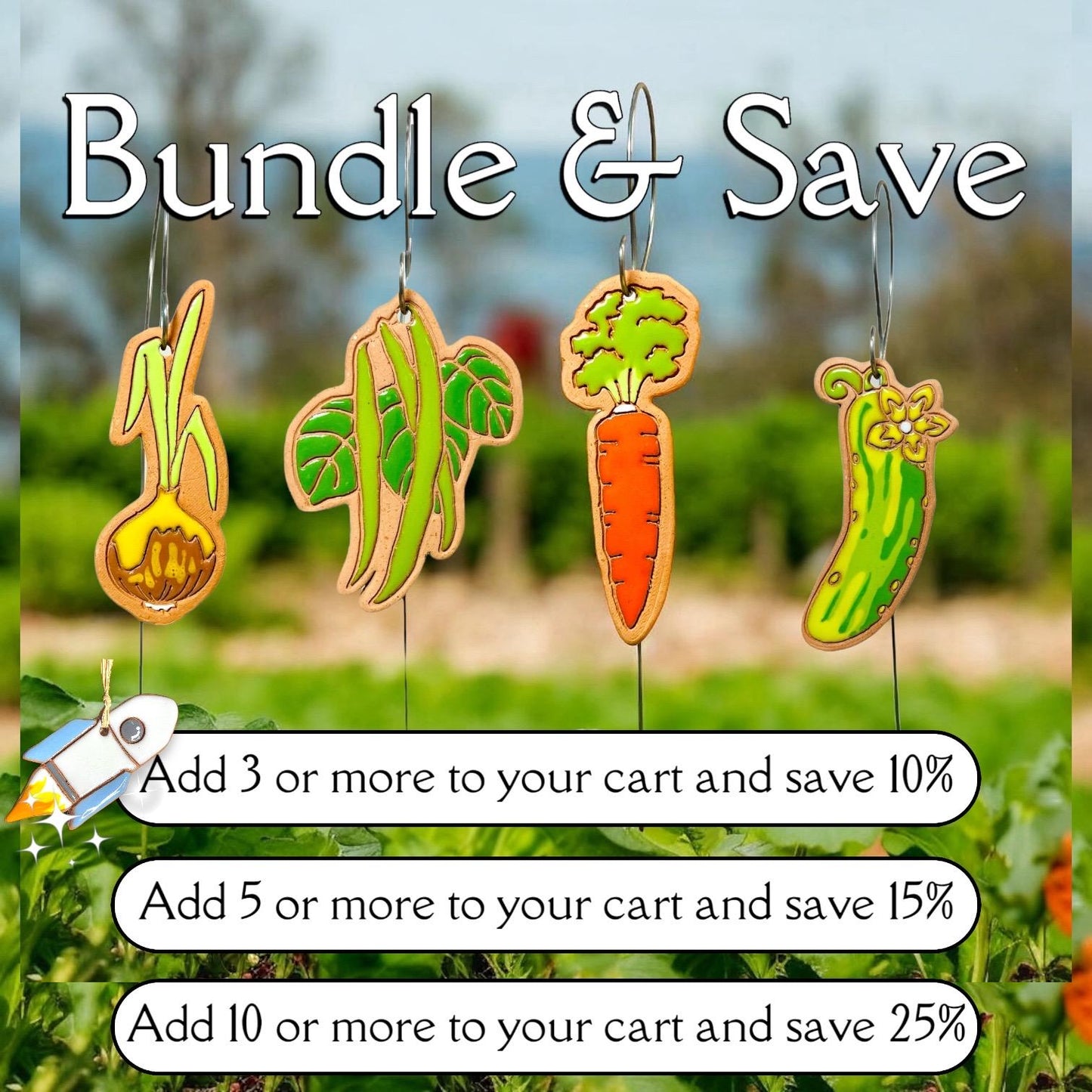 Cucumber Garden Marker Ornament w/ Wire Stake