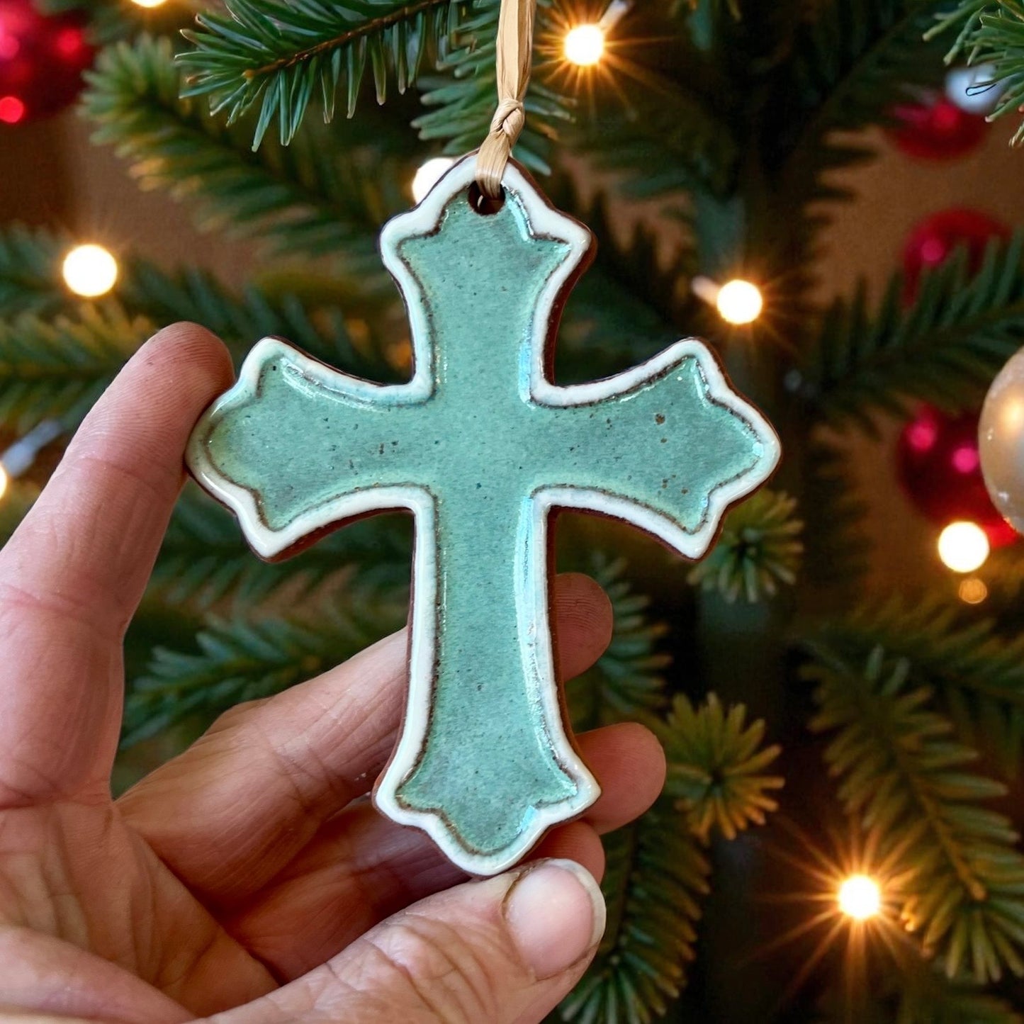 Simple Elegant Fluted Ceramic Cross #27 Ornament/ Wall Art