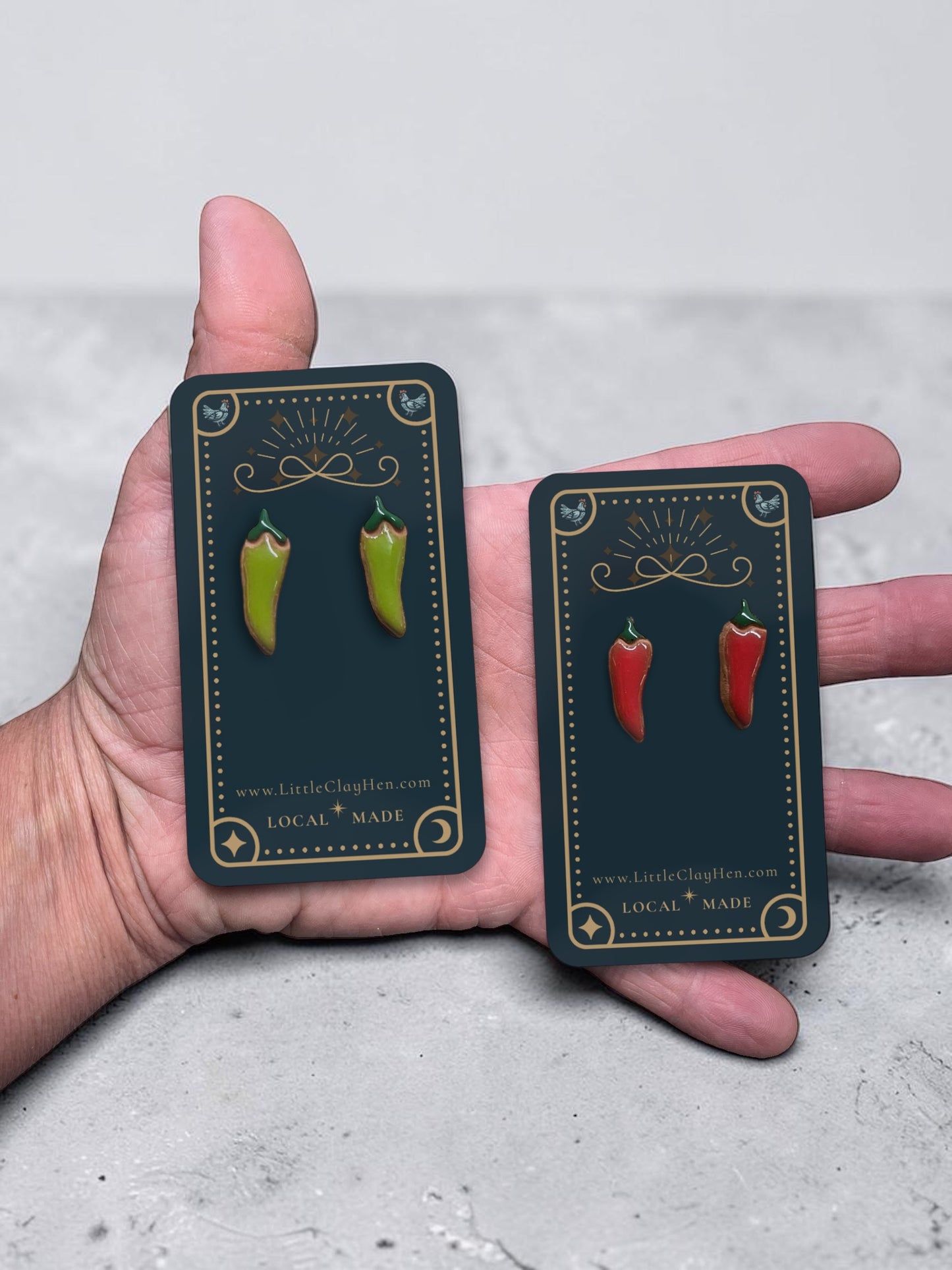 Tiny Red or Green Chile Stud Earrings