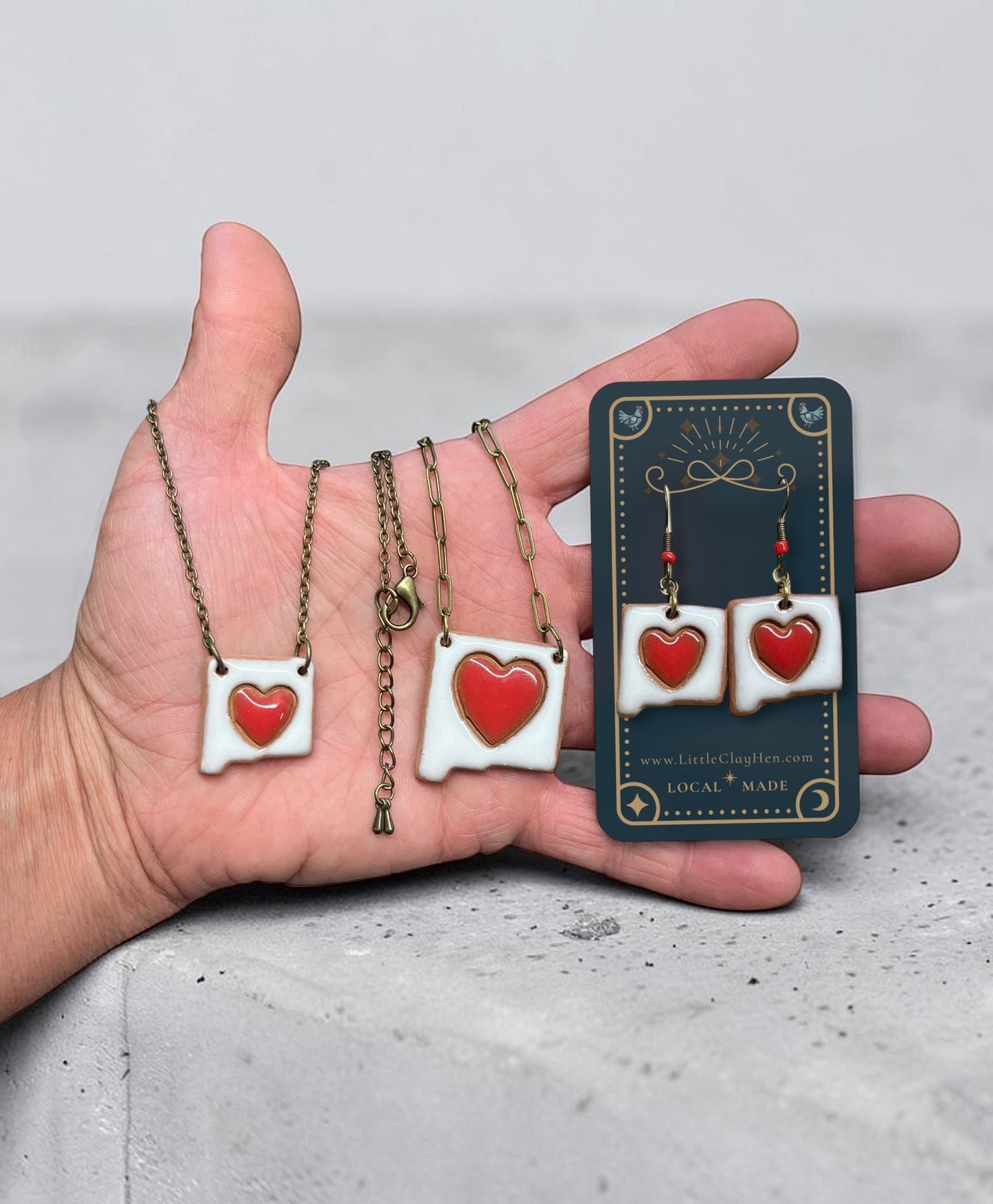 Ceramic New Mexico Charm Jewelry (Red & White)