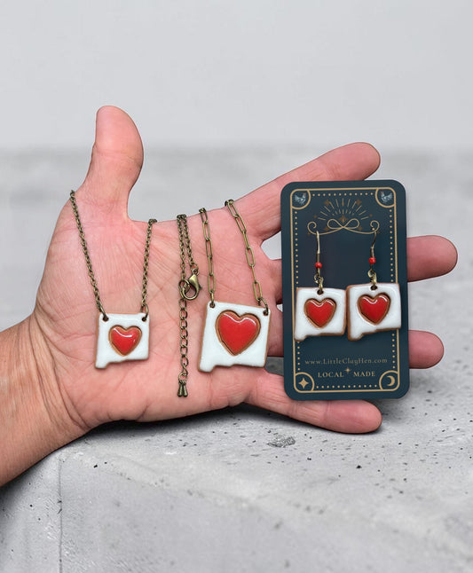 Ceramic New Mexico Charm Jewelry (Red & White)