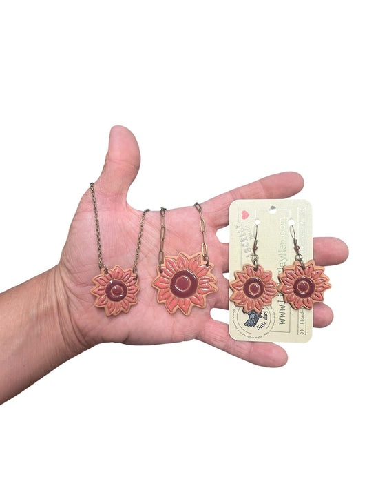 Pink Sunflower Ceramic Charm Jewelry