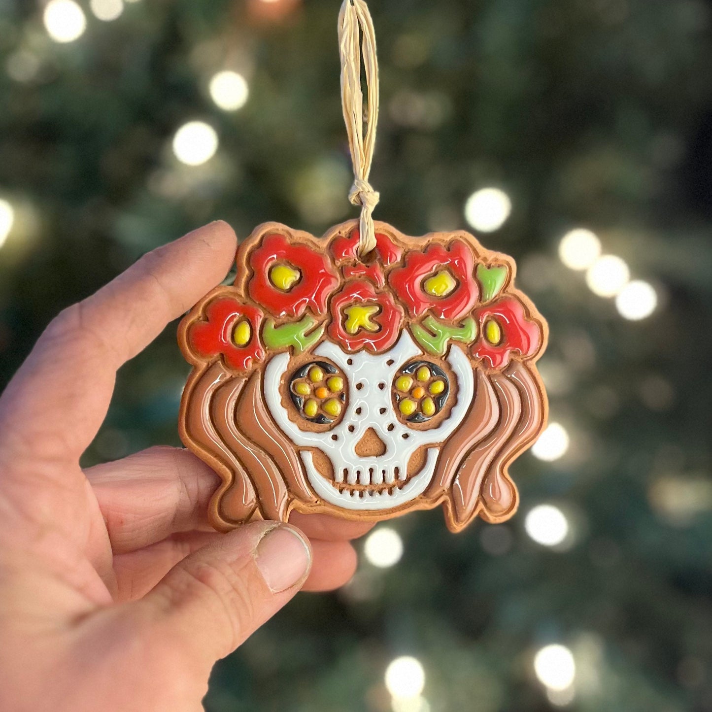 Tiki Girl Sugar Skull Ornament (color variations)