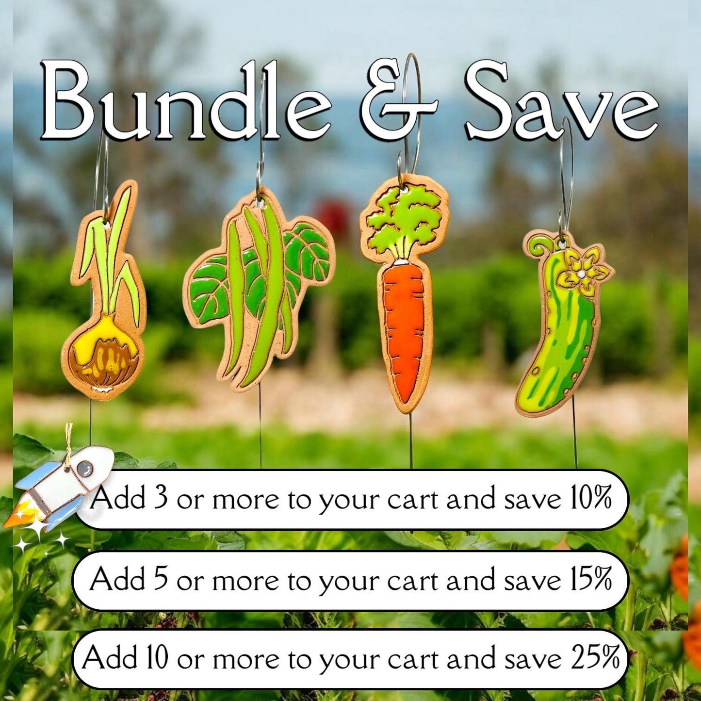 Green Bean Garden Marker Ornament w/ Wire Stake