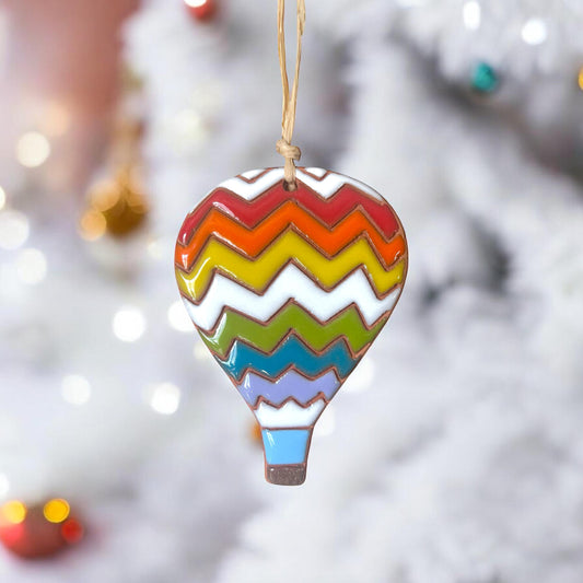 Rainbow Zigzags Hot Air Balloon Ornament