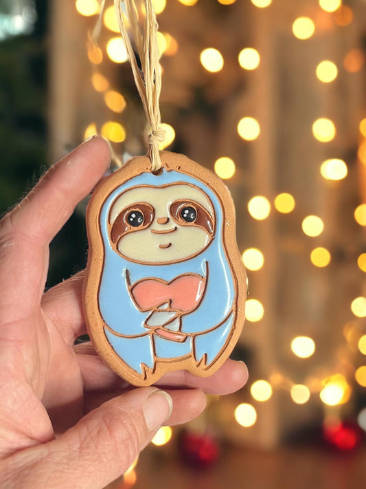 Pastels Happy Sloth Ornament (color variations)