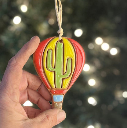 Cactus Hot Air Balloon Ornament (color variations)
