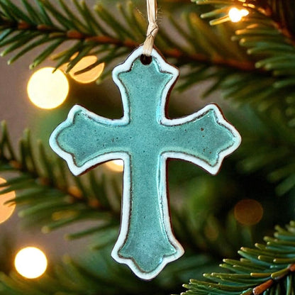 Simple Elegant Fluted Ceramic Cross #27 Ornament/ Wall Art