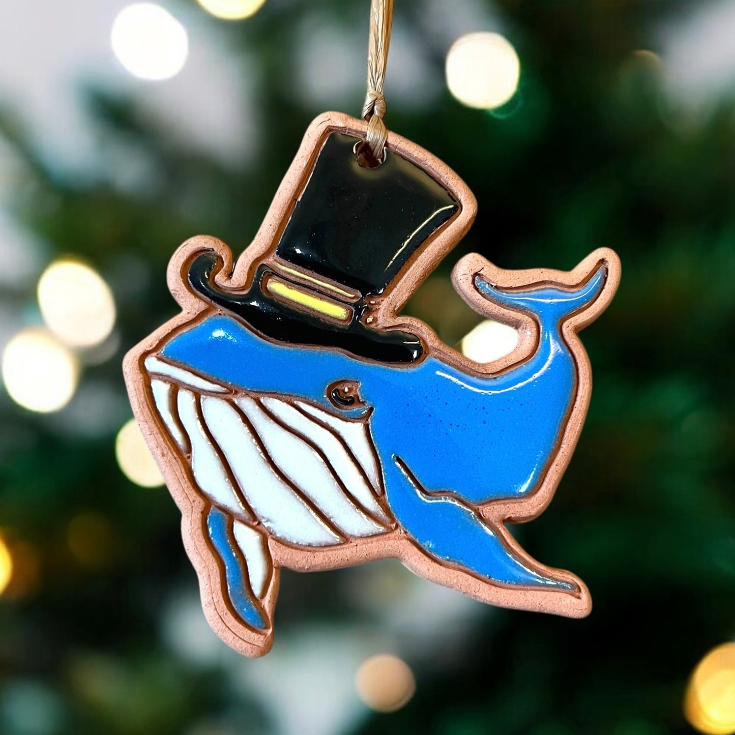 Whale in a Top Hat Ornament