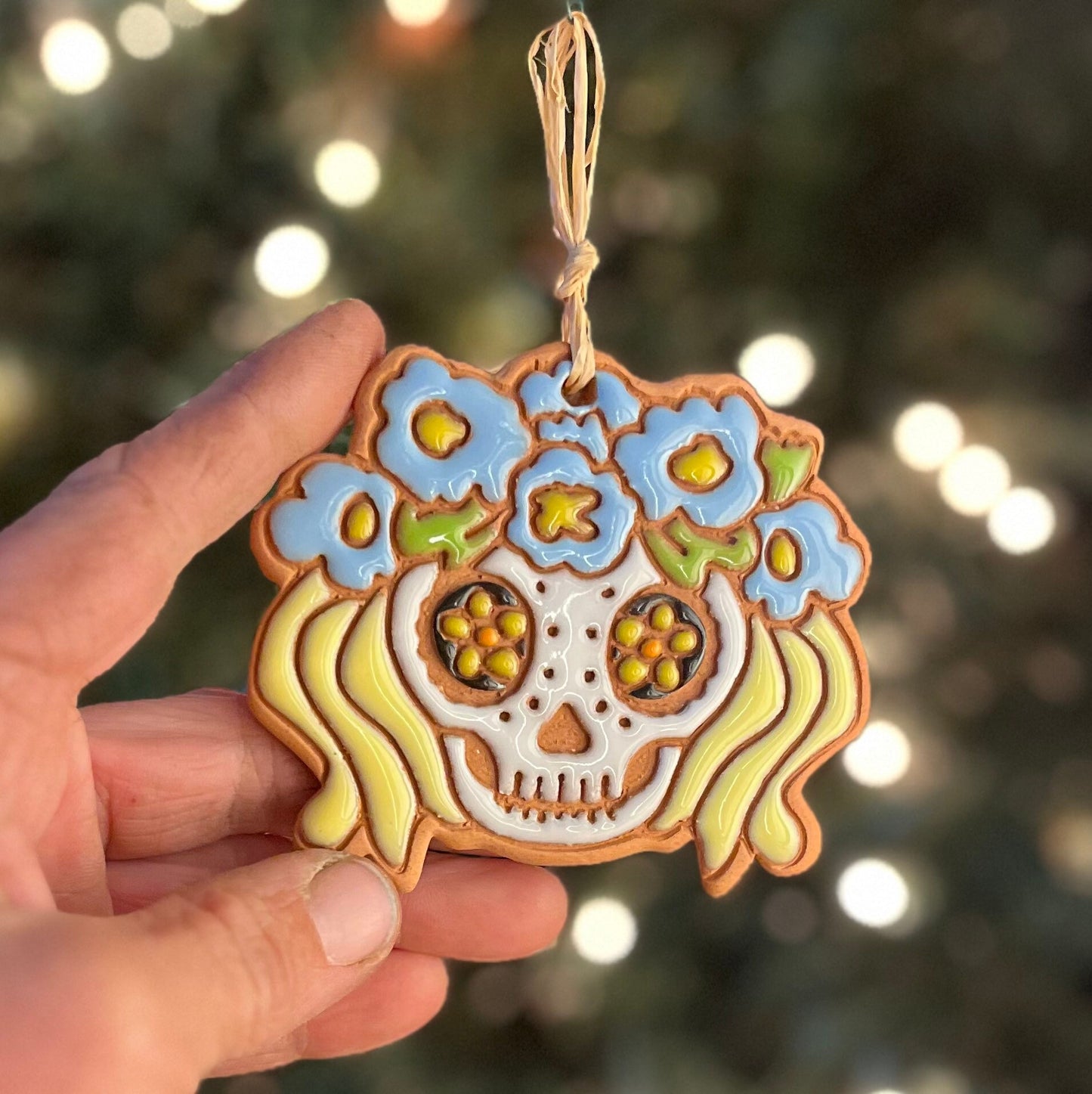 Tiki Girl Sugar Skull Ornament (color variations)