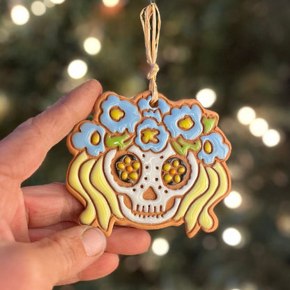 Tiki Girl Sugar Skull Ornament (color variations)