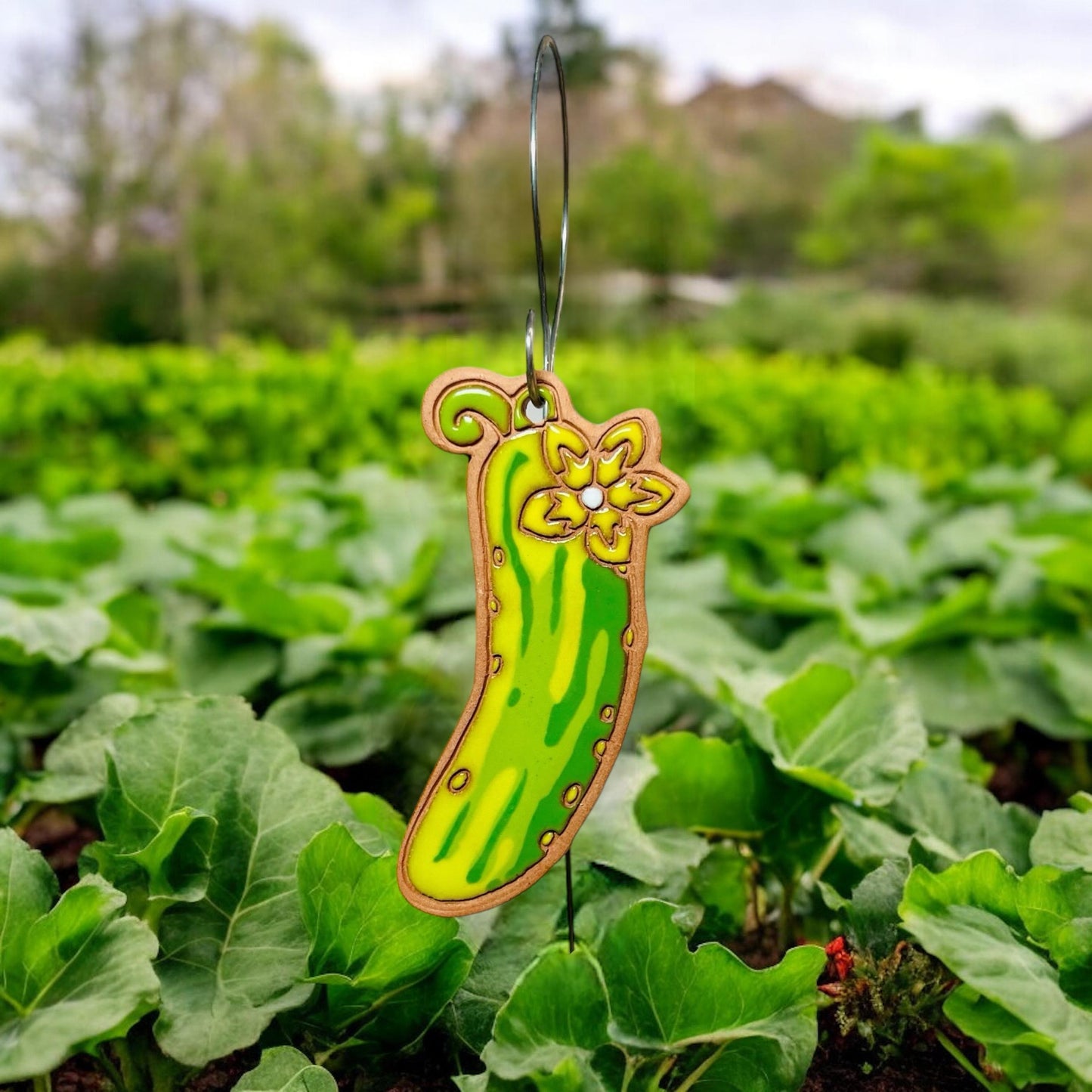 Cucumber Garden Marker Ornament w/ Wire Stake
