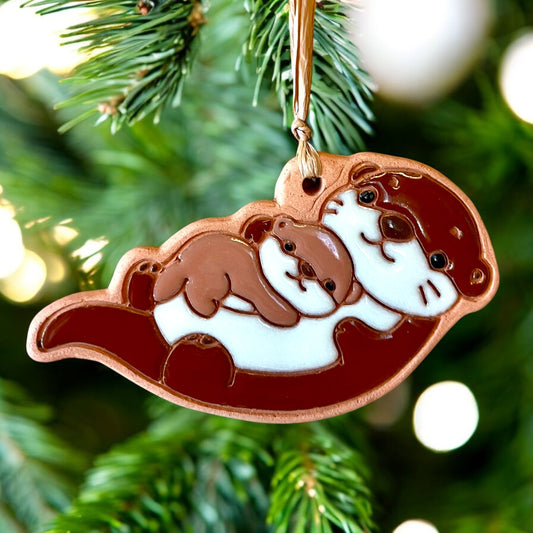 Otter Mommy and Baby Ornament
