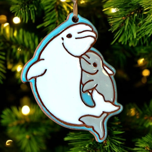 Beluga Mommy & Baby Ornament