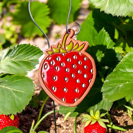 Strawberry Garden Marker Ornament w/ Wire Stake