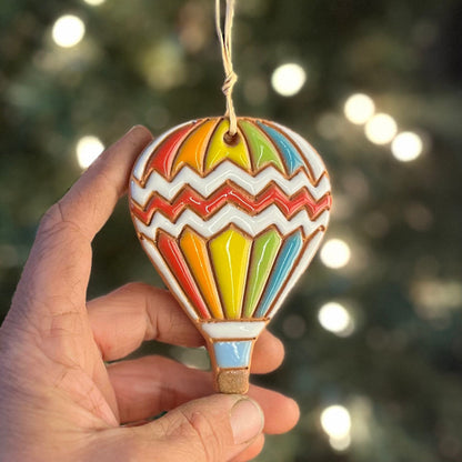Rainbow Zig Zags Hot Air Balloon Ornament