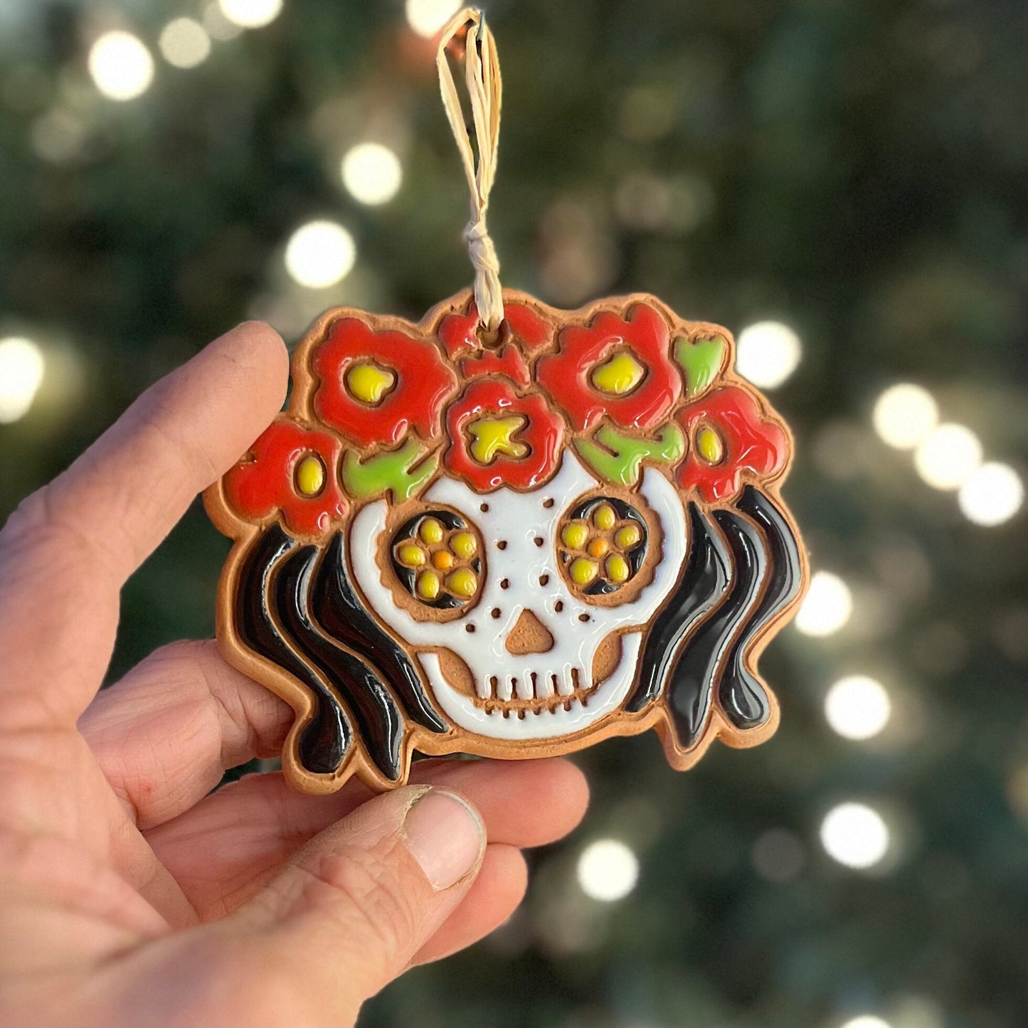Tiki Girl Sugar Skull Ornament (color variations)
