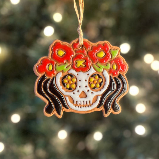 Tiki Girl Sugar Skull Ornament (color variations)