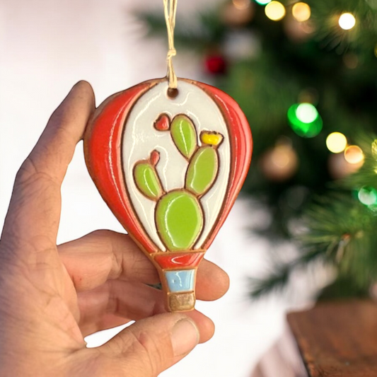 Cactus Prickly Pear Hot Air Balloon Ornament (color variations)