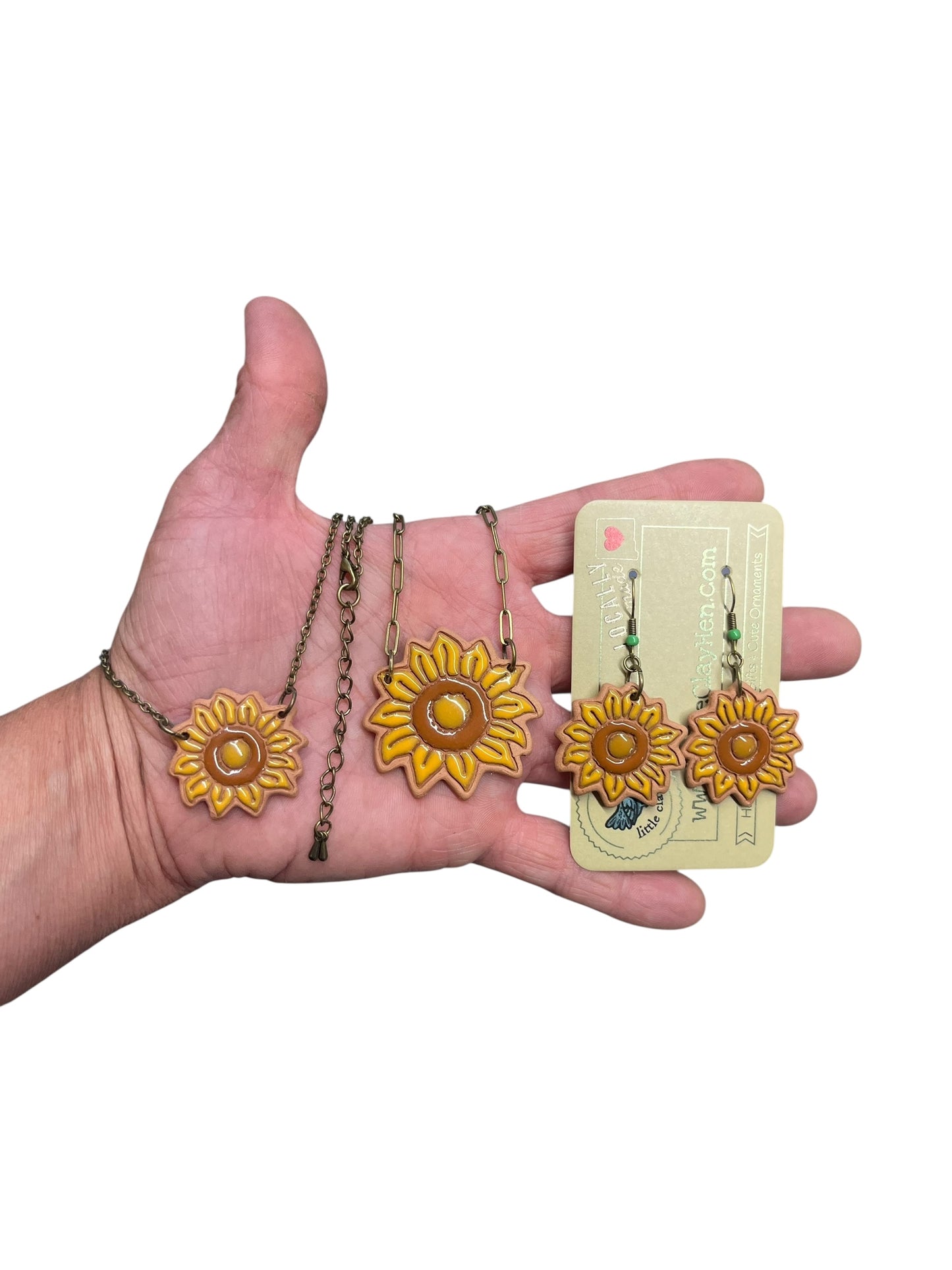 Yellow Sunflower Ceramic Charm Jewelry