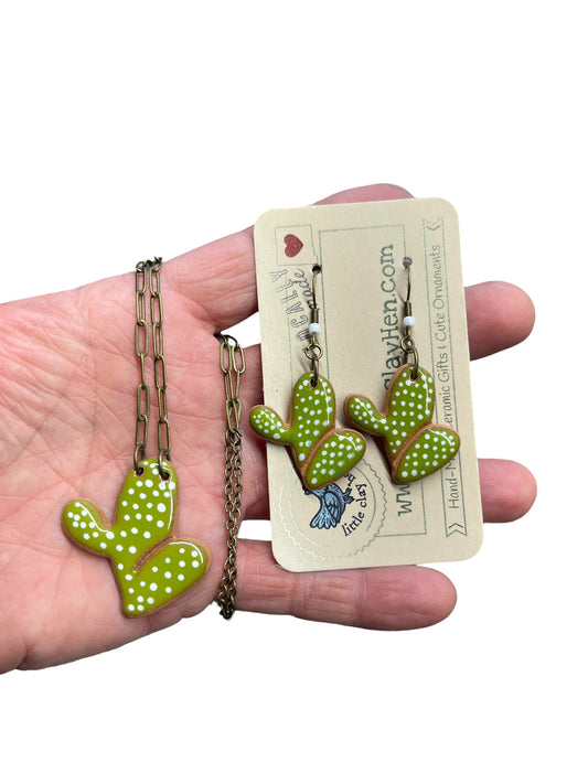 Ceramic Cactus Charm Jewelry Set