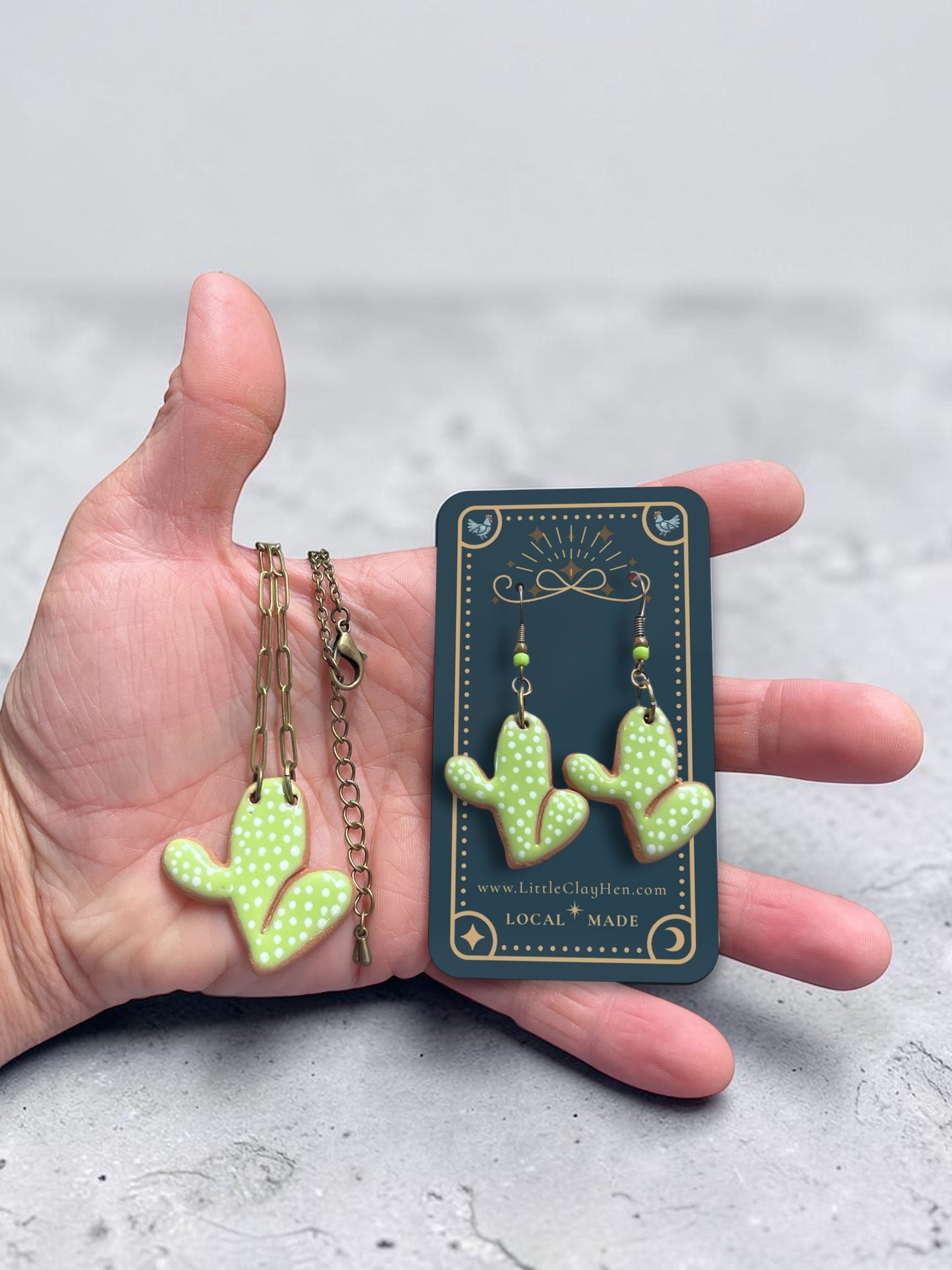 Ceramic Cactus Charm Jewelry (Pastel)