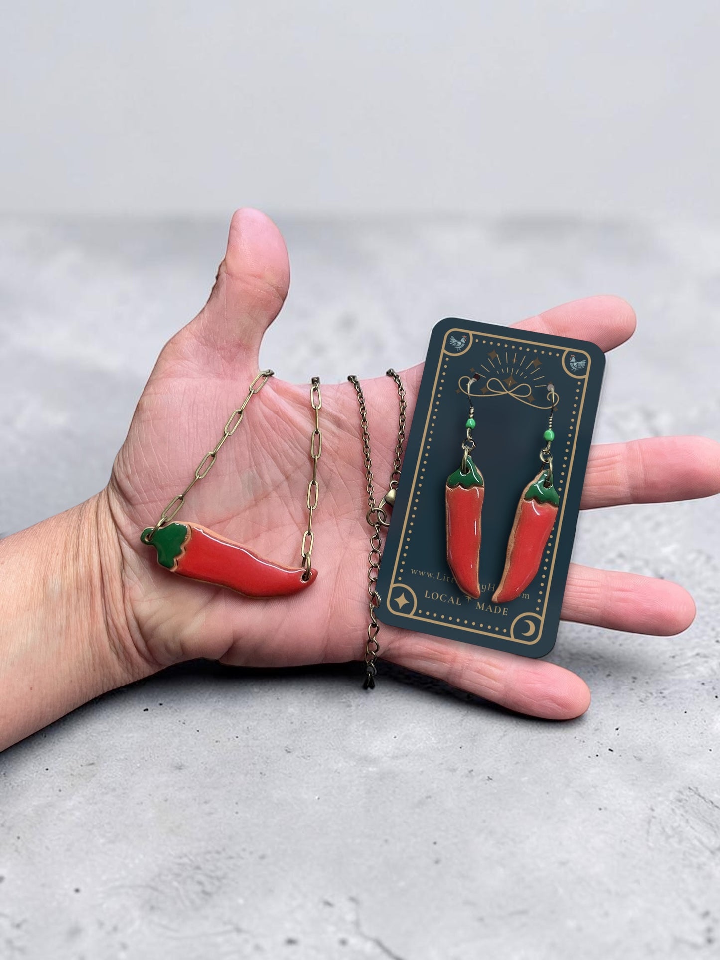 Ceramic Red Chile Charms Jewelry