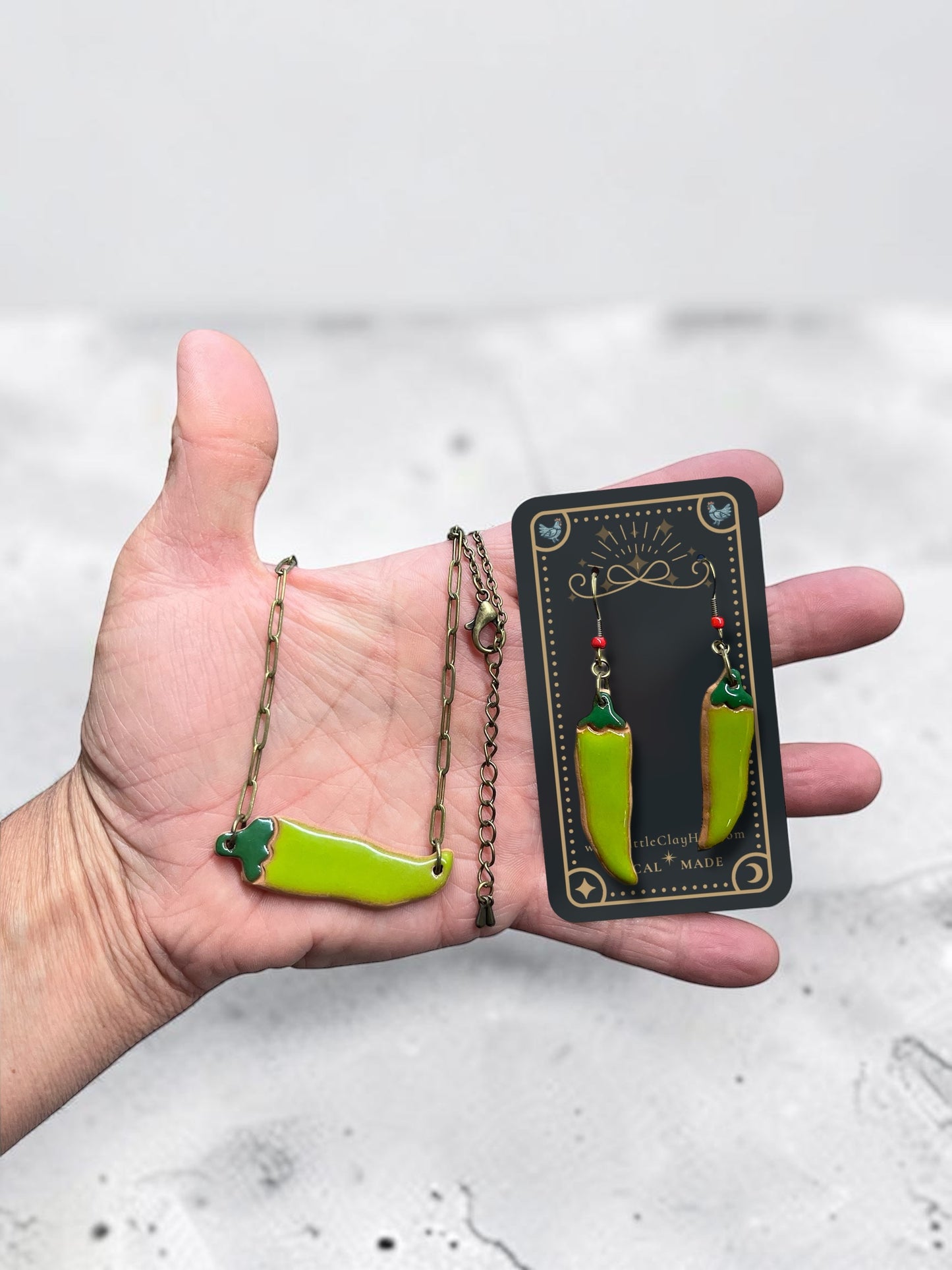 Ceramic Green Chile Charms Jewelry