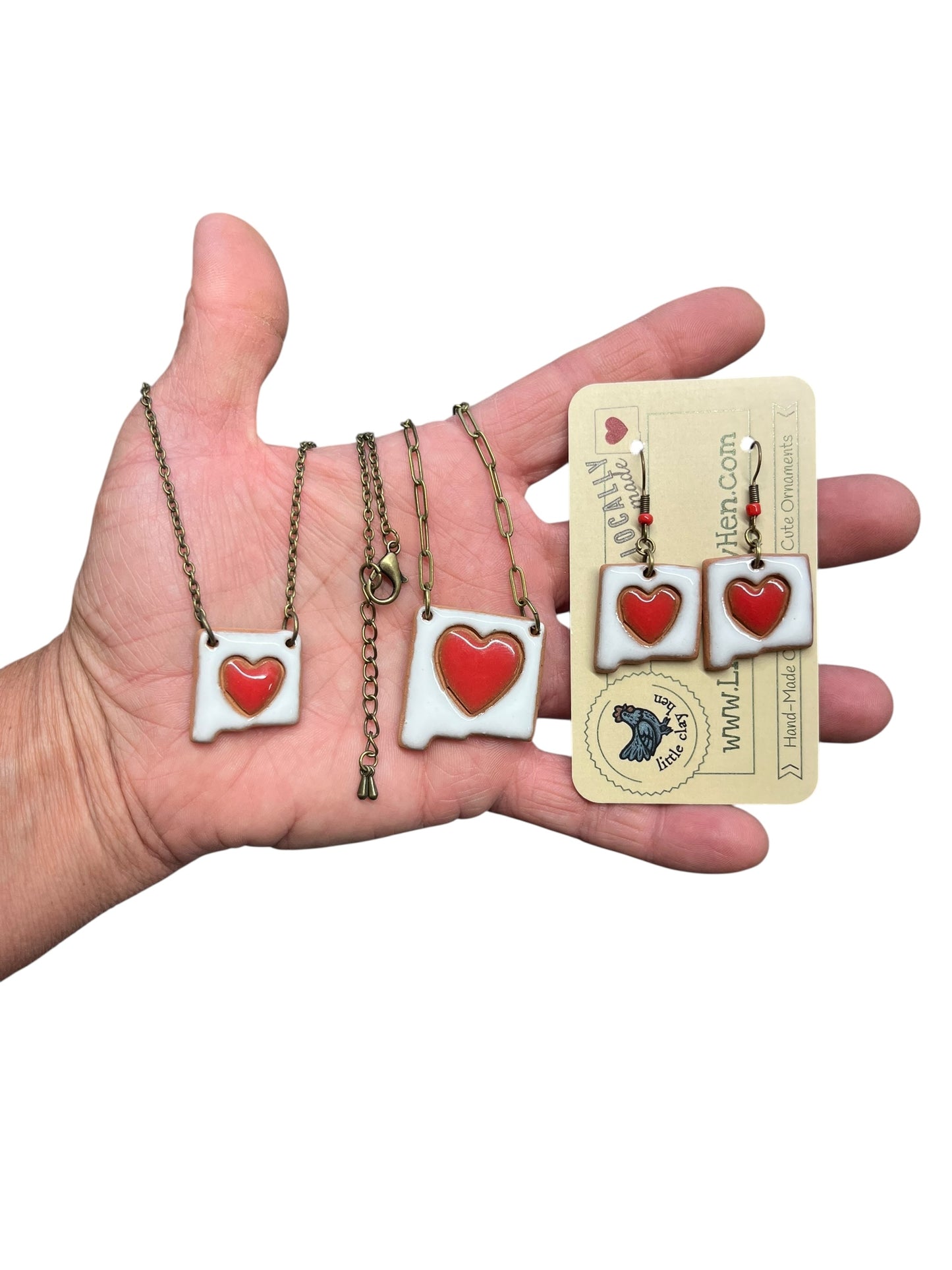 Ceramic New Mexico Charm Jewelry Set (Red & White)