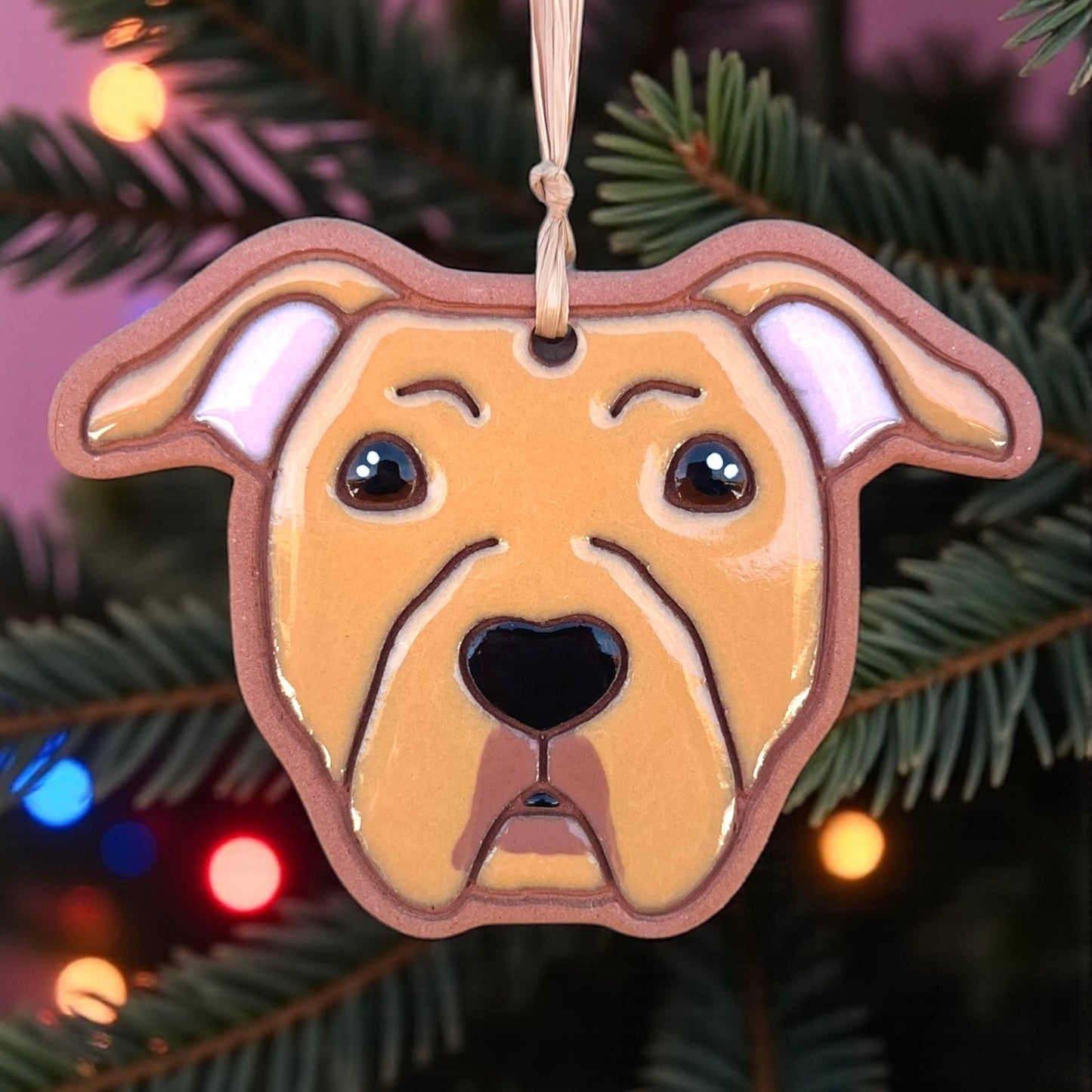 Pit Bull Terrier Type Dog Ornament (color variations)