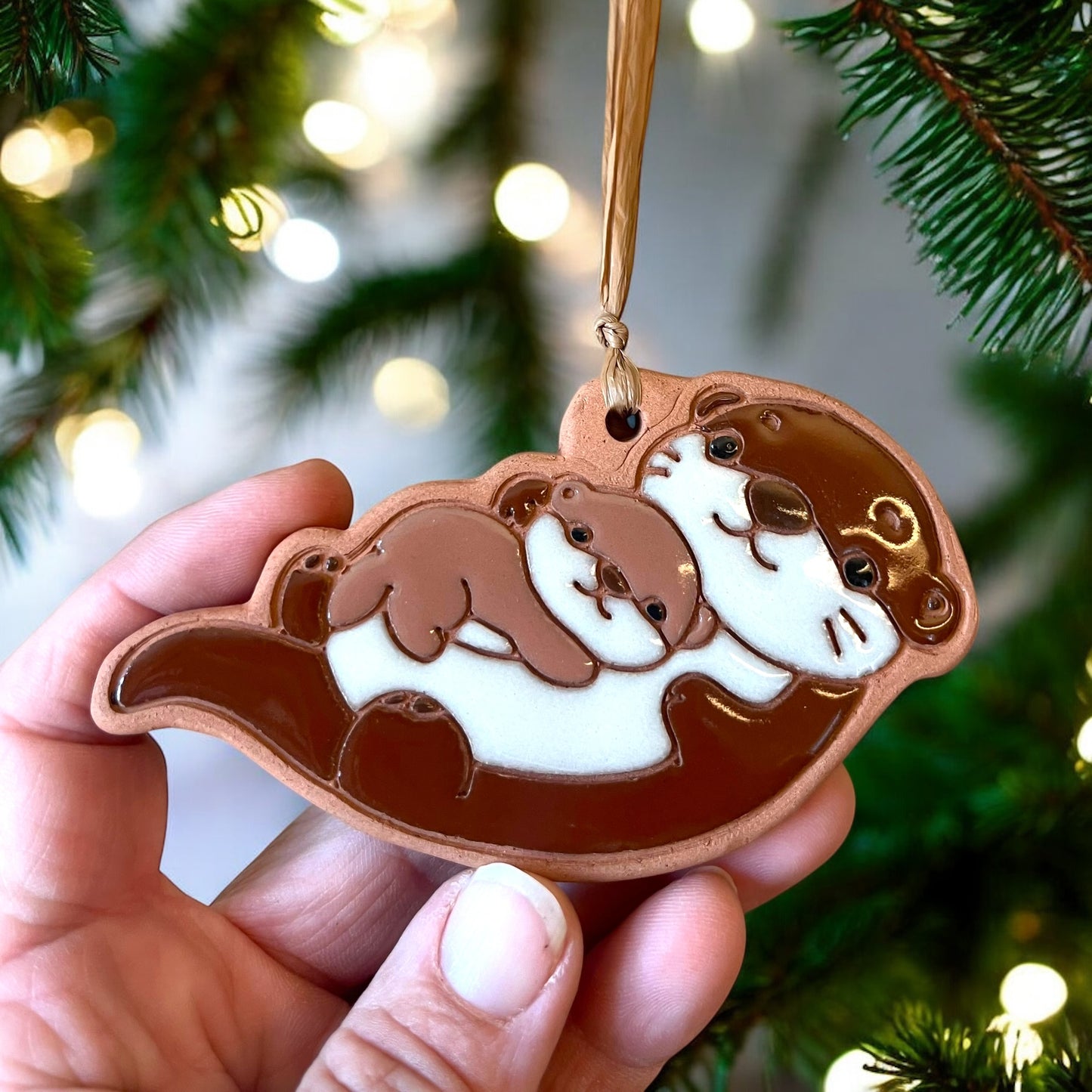 Otter Mommy and Baby Ornament