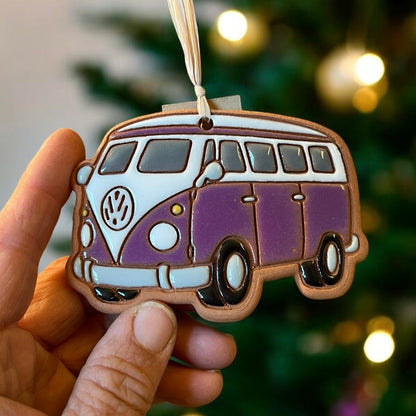 VW Hippy Van White Top Volkswagen Bus Ornament