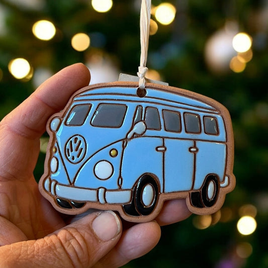 VW Hippy Van Solid Colored Volkswagen Bus Ornament
