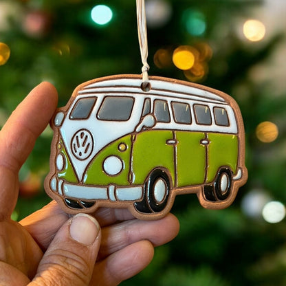 VW Hippy Van White Top Volkswagen Bus Ornament