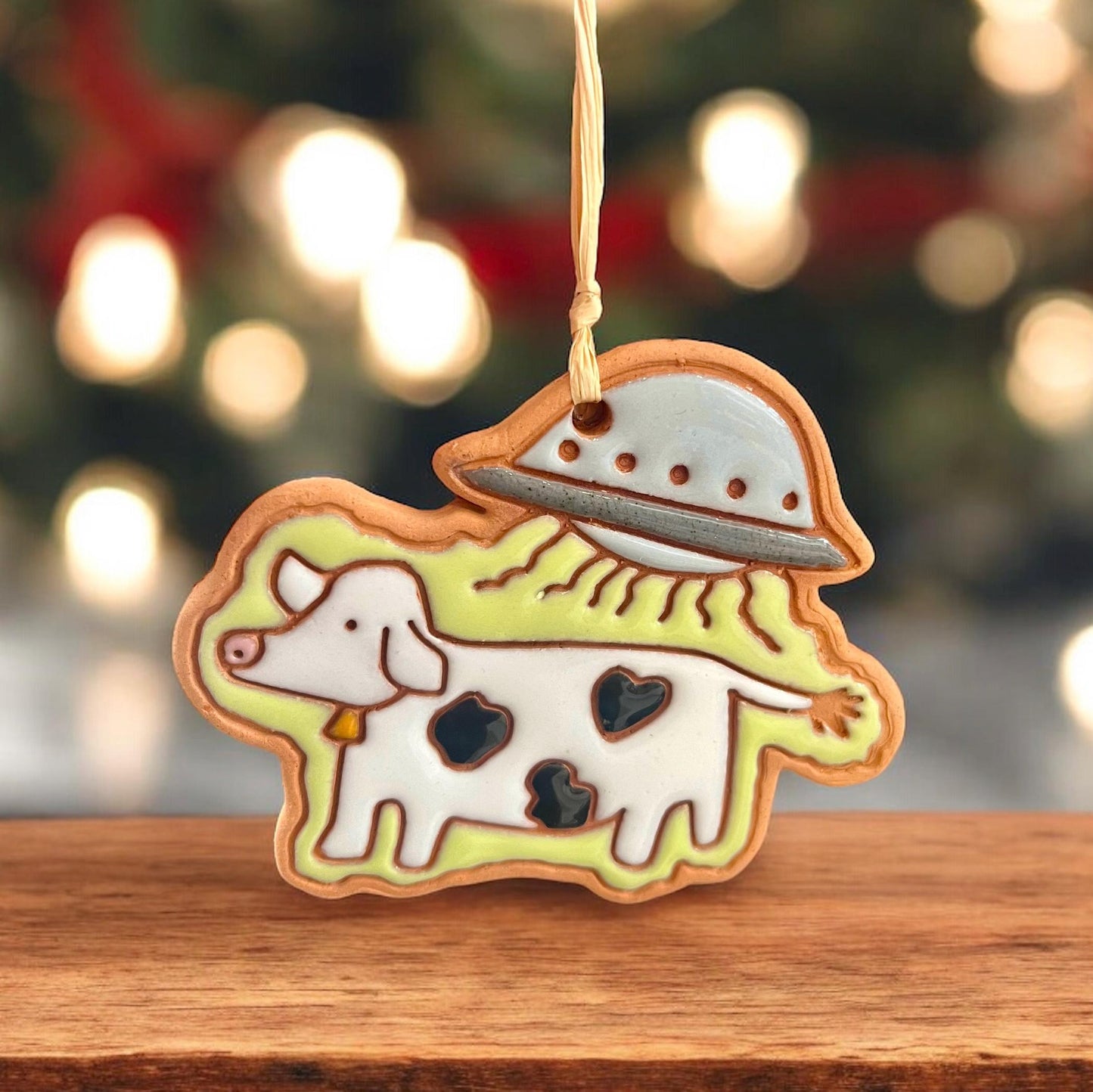UFO Abducted Cow Ornament