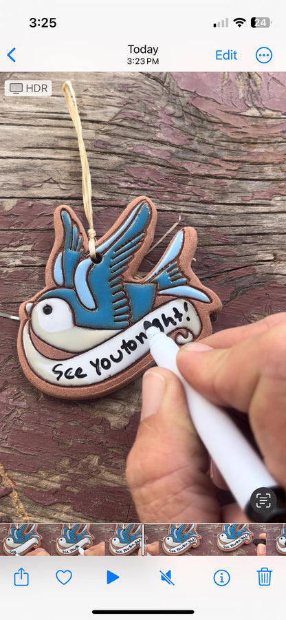 Bluebird Ribbon Note Ornament