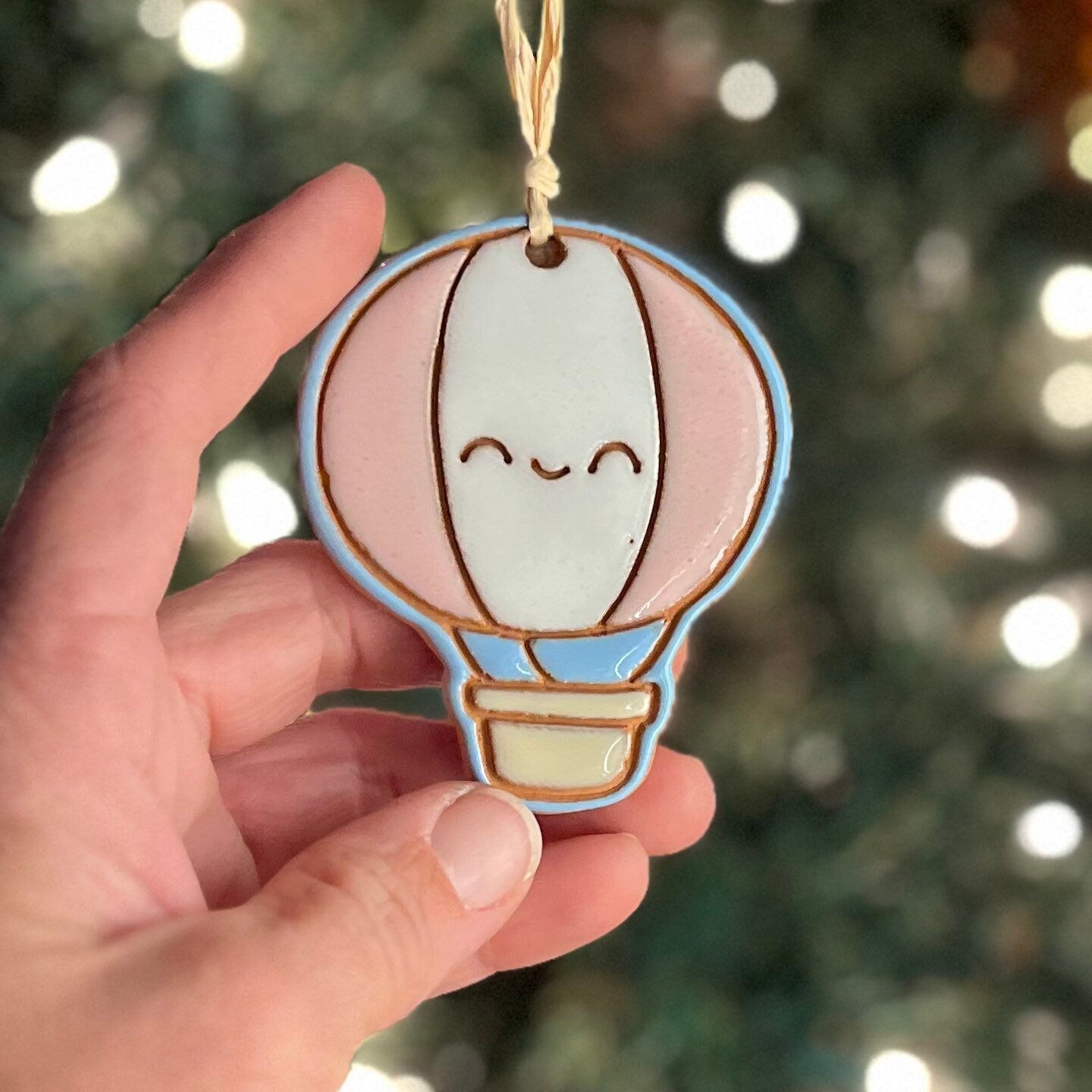 Happy Hot Air Balloon Ornament (color variations)