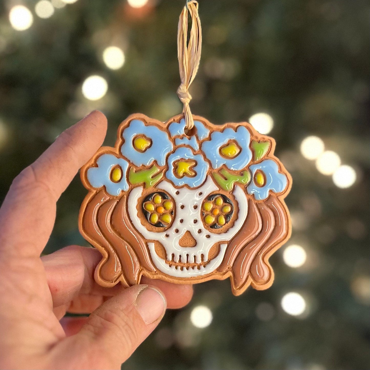 Tiki Girl Sugar Skull Ornament (color variations)